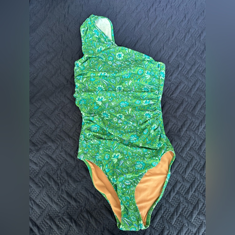 J. Crew Floral One-Shoulder One Piece 0